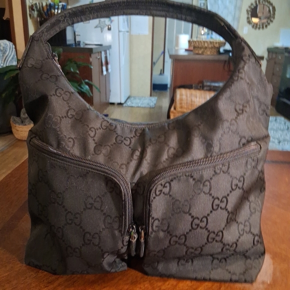 Gucci Handbags - Gucci Brown Monogram Shoulder Bag